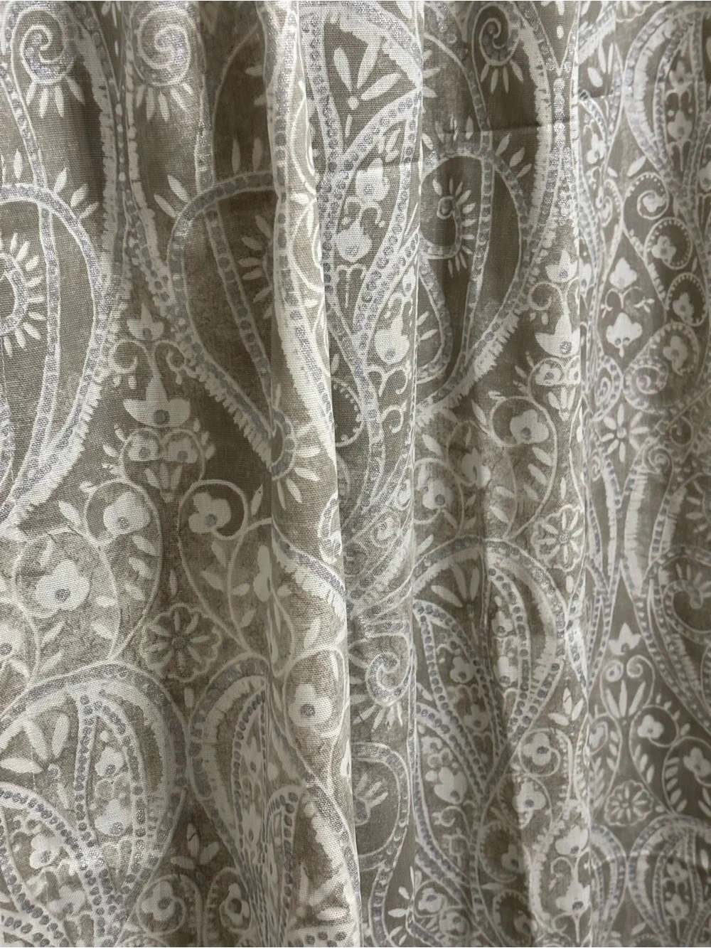 2 Tahari Home Paisley Floral Window Curtain Panels Cream Beige Gray Silver